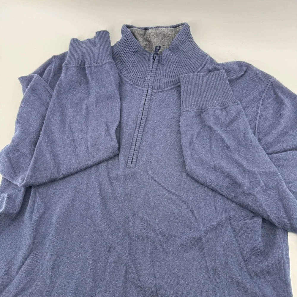 The North Face Mens Quarter Zip Pullover Sweater XL Blue Outdoor Casual‎ Wool